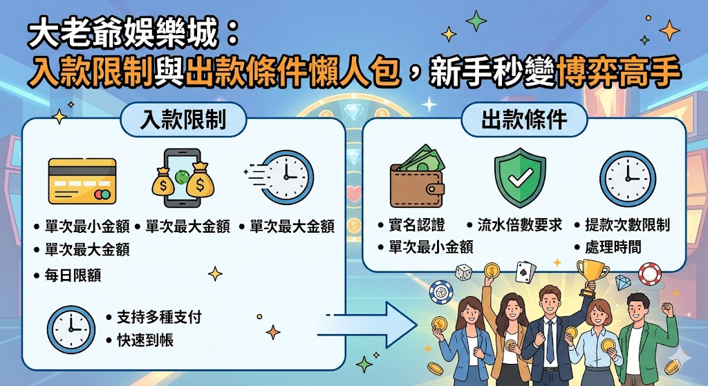大老爺娛樂城：入款限制與出款條件懶人包，新手秒變博弈高手